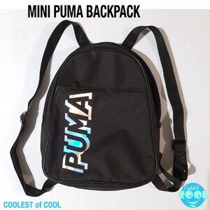 rare Puma backpack Womens Small black mini bag running reflective logo spellout